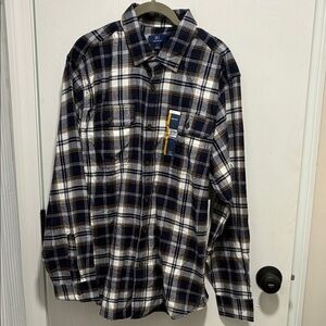 NWT George Men's Checkered Shirt in Navy and White